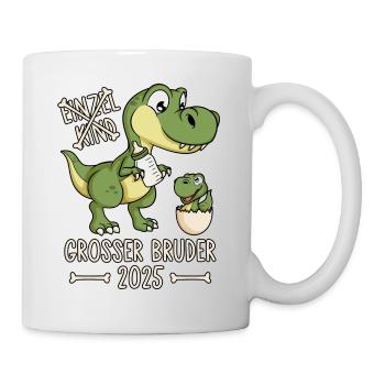 Großer Bruder 2025 Dino Einzelkind Dinosaurier - Tasse - Weiß - Rechts