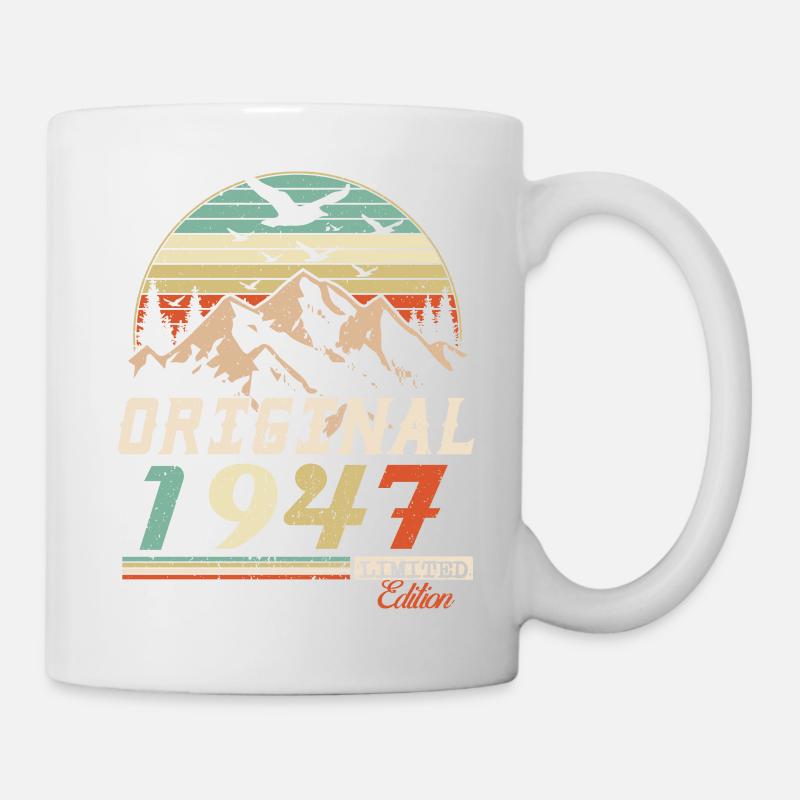 1947 vintage anniversaire rétro vintage cadeau - Mug blanc - blanc
