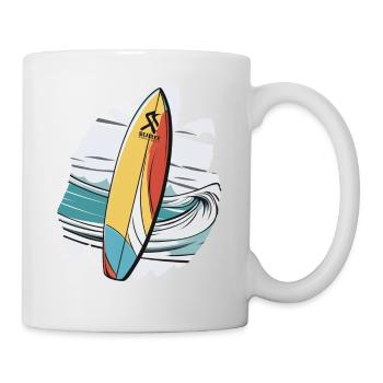 Surfbrett Supboard SUP tropisch Meer Palme Strand - Tasse - Weiß - Rechts