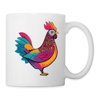Poule mignonne et colorée - Mug blanc - blanc - Droite