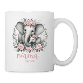 Mama 2024 Elephant Floral Wreath Celebration - Tasse - Weiß - Rechts