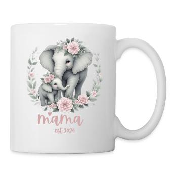 Mama 2024 Elephant Floral Wreath Celebration - Tasse - Weiß - Rechts