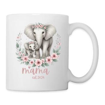 Mama 2024 Elephant Floral Wreath Celebration - Tasse - Weiß - Rechts
