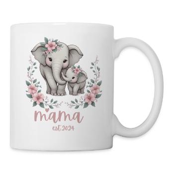 Mama 2024 Elephant Floral Wreath Celebration - Tasse - Weiß - Rechts