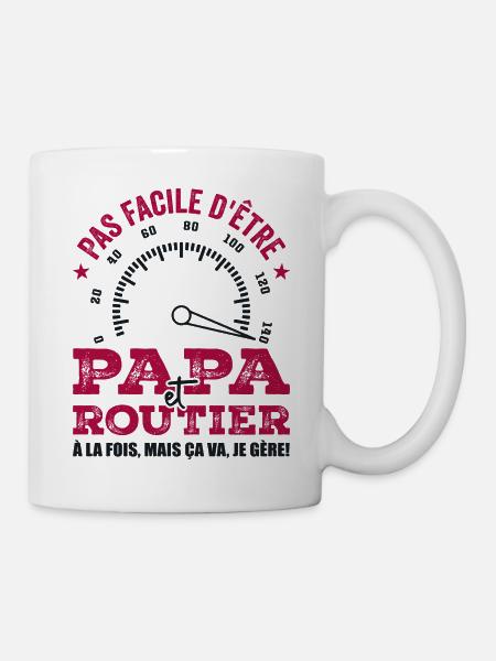 Papa Et Routier Qui Gère Camion Routier Cadeau - Mug blanc - blanc