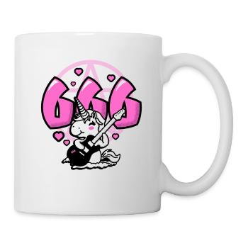 666 - licorne drôle jouant de la guitare métal - Mug blanc - blanc - Droite