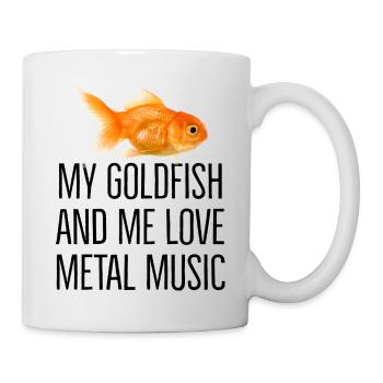 My goldfish and me love metal music - Tasse - Weiß - Rechts