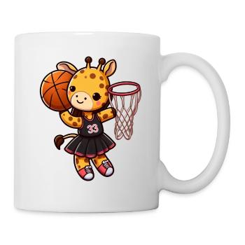 Baby giraffe throwing basket - Mug - white - Right