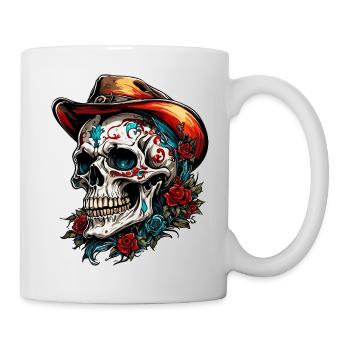 Skull / Totenkopf / Skelett / Gothic / Tattoo - Tasse - Weiß - Rechts