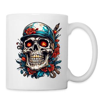 Crâne / Crâne / Squelette / Gothique / Tatouage - Mug blanc - blanc - Droite