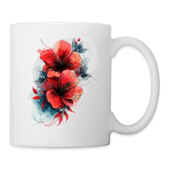 Hibiskus Blume Aquarell - Tasse - Weiß - Rechts