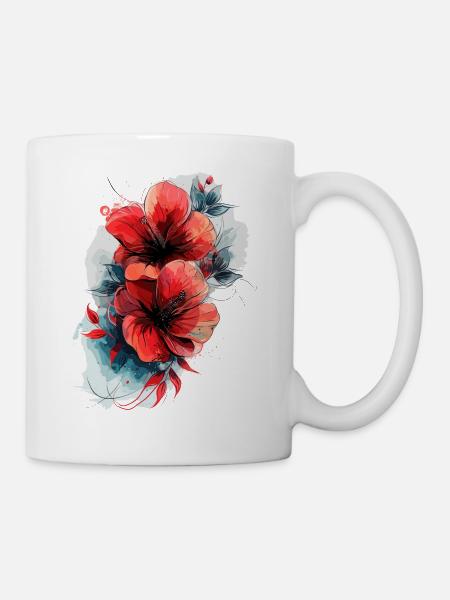 Hibiscus flower watercolor - Mug - white