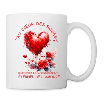 Aquarell Herz und Rosen Druckdesign - Tasse - Weiß - Rechts