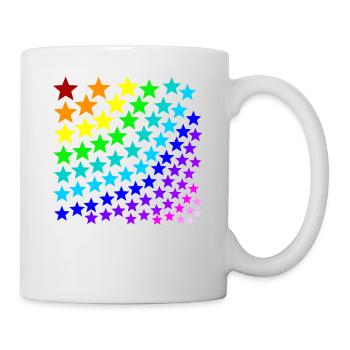 Regenbogen Sterne Geschenkidee bunt - Tasse - Weiß - Rechts