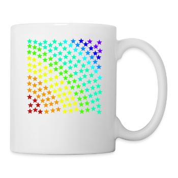 Regenbogen Stern Sterne bunt Geschenkidee Muster - Tasse - Weiß - Rechts