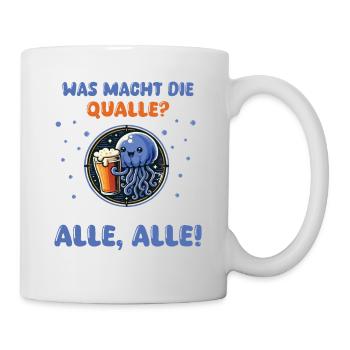 Fröhliche Qualle - Bierliebhaber T-Shirt - Tasse - Weiß - Rechts