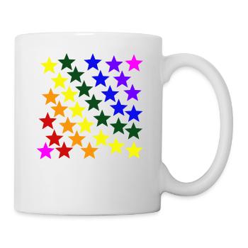 Sterne Regenbogen Geschenkidee bunt farbenfroh - Tasse - Weiß - Rechts