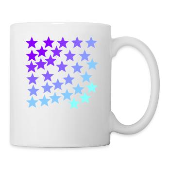 Sterne lila türkis lavendel hellblau Geschenkidee - Tasse - Weiß - Rechts