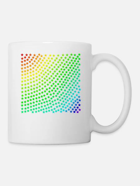 Stern Sterne Regenbogen bunt Geschenkidee - Tasse - Weiß