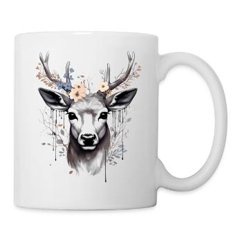 Cerf aux bois fleuris - Mug blanc - blanc - Droite