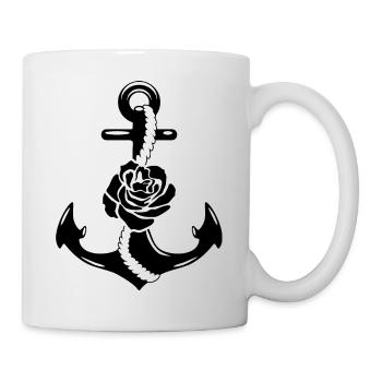 Anchor with rose - Mug - white - Right