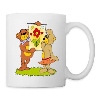 Zwei verliebte Teddybären - Tasse - Weiß - Rechts