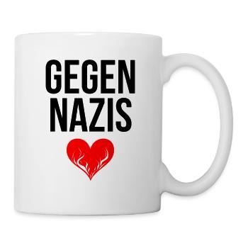 Gegen Nazis mit Herz - Tasse - Weiß - Rechts