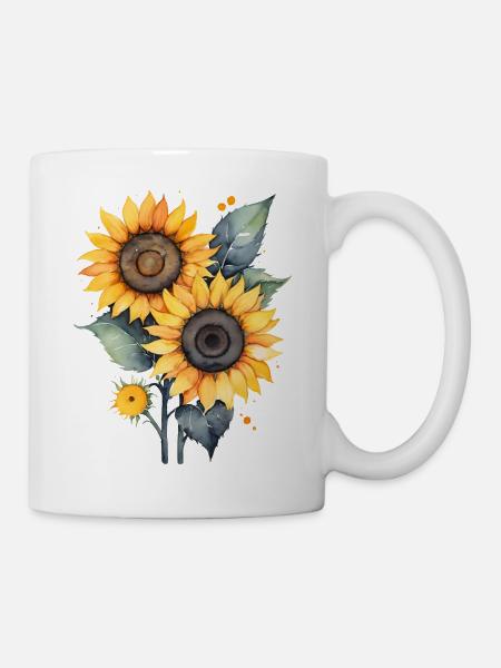 Sonnenblumen - Tasse - Weiß