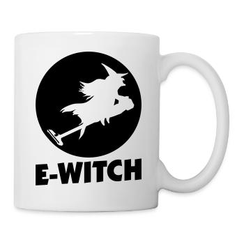 E-Witch - Hexe mit Staubsauger - Silhouette - Tasse - Weiß - Rechts