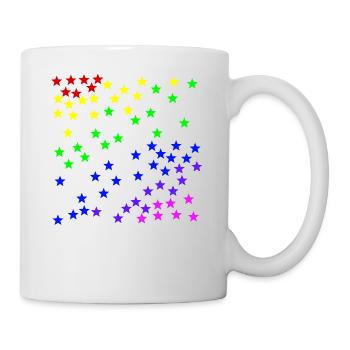 Regenbogen Sterne bunt Geschenkidee - Tasse - Weiß - Rechts
