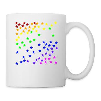 Sterne Regenbogen Geschenkidee bunt farbenfroh - Tasse - Weiß - Rechts