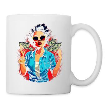 Schöne weibliche Malkunst Gesicht bunte Frau - Tasse - Weiß - Rechts