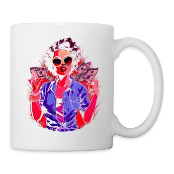 Schöne weibliche Malkunst Gesicht bunte Frau - Tasse - Weiß - Rechts