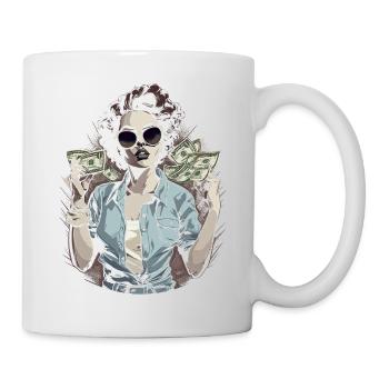 Schöne weibliche Malkunst Gesicht bunte Frau - Tasse - Weiß - Rechts