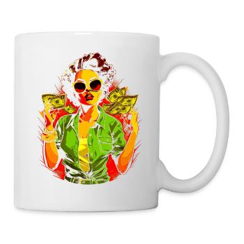 Schöne weibliche Malkunst Gesicht bunte Frau - Tasse - Weiß - Rechts