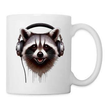 Waschbär mit Kopfhörern - Tasse - Weiß - Rechts