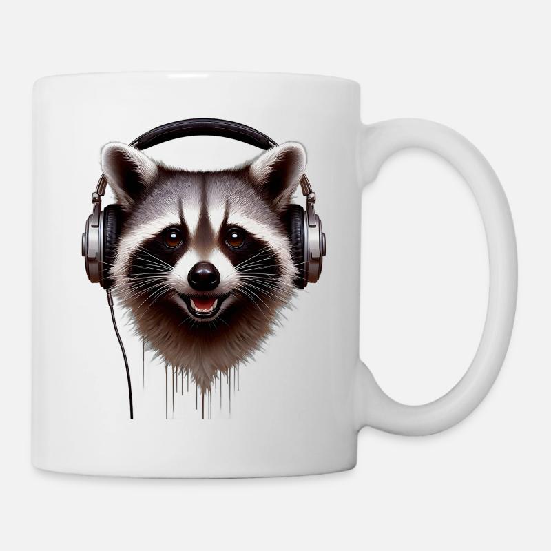 Waschbär mit Kopfhörern - Tasse - Weiß