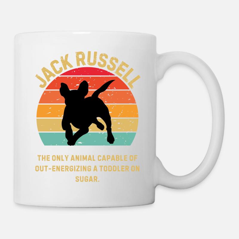 Jack Russell Rétro Coucher de soleil - Mug blanc - blanc
