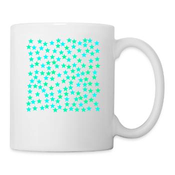 Sterne türkis grün hellblau cyan Geschenkidee - Tasse - Weiß - Rechts