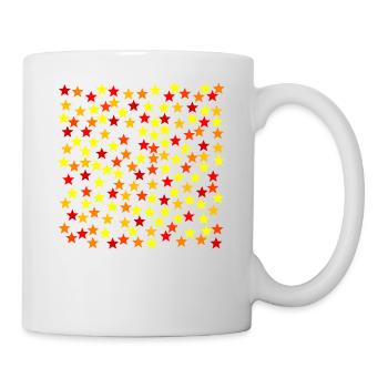 Sterne in gelb, rot & orange Geschenkidee - Tasse - Weiß - Rechts