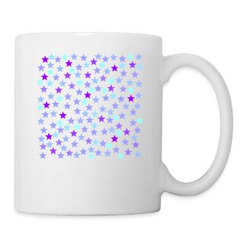 Lila lavendel türkis hellblau Sterne Geschenkidee - Tasse - Weiß - Rechts