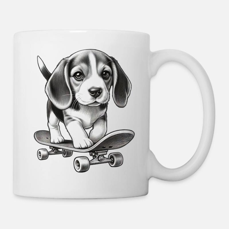 hund beagle skateboard skateboarder zeichen stil - Tasse - Weiß