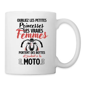 Les vraies femmes roulent à la moto - Mug blanc - blanc - Droite