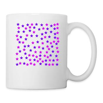 Rosa lila violett Sterne Geschenkidee - Tasse - Weiß - Rechts