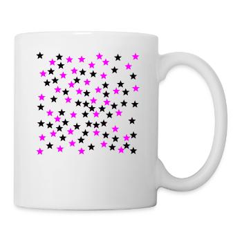 Stern pink schwarz Sterne Geschenkidee - Tasse - Weiß - Rechts