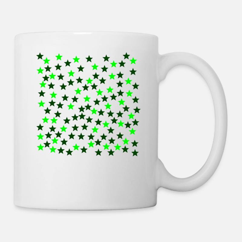 Green Stars Green Gift Idea Light Green Dark Green - Mug - white