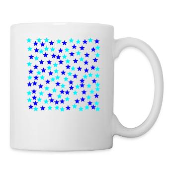 Sterne hellblau dunkelblau Geschenkidee - Tasse - Weiß - Rechts