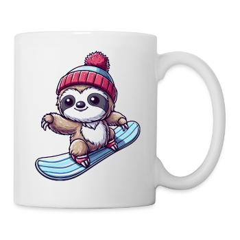 Paresseux Snowboarder Hiver Sports D’hiver Vacances - Mug blanc - blanc - Droite