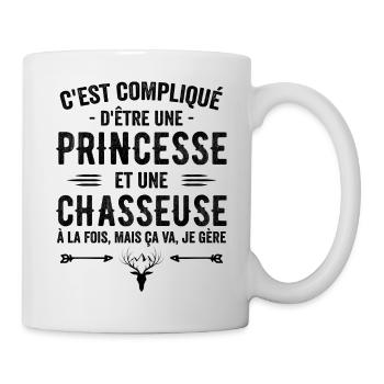 Chasseuse Chasse Cerf Princesse Cadeau Chasseresse - Mug blanc - blanc - Droite
