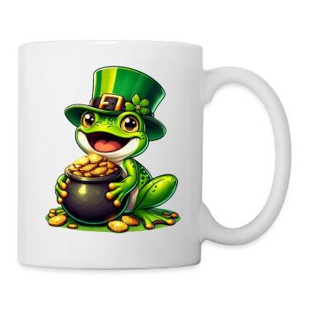 St. Patricks Day Frosch mit Gold - Tasse - Weiß - Rechts